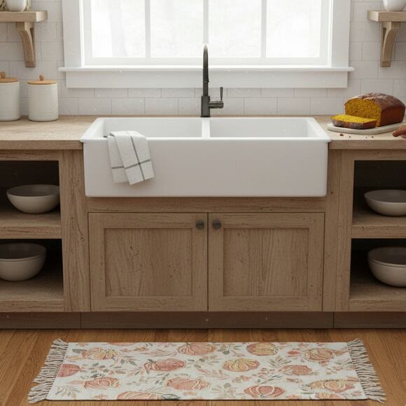 The Farmhouse by Rachel Ashwell “Pumpkin Harvest” Decorative Rug 27″ × 45″ NWT - Picture 2 of 11